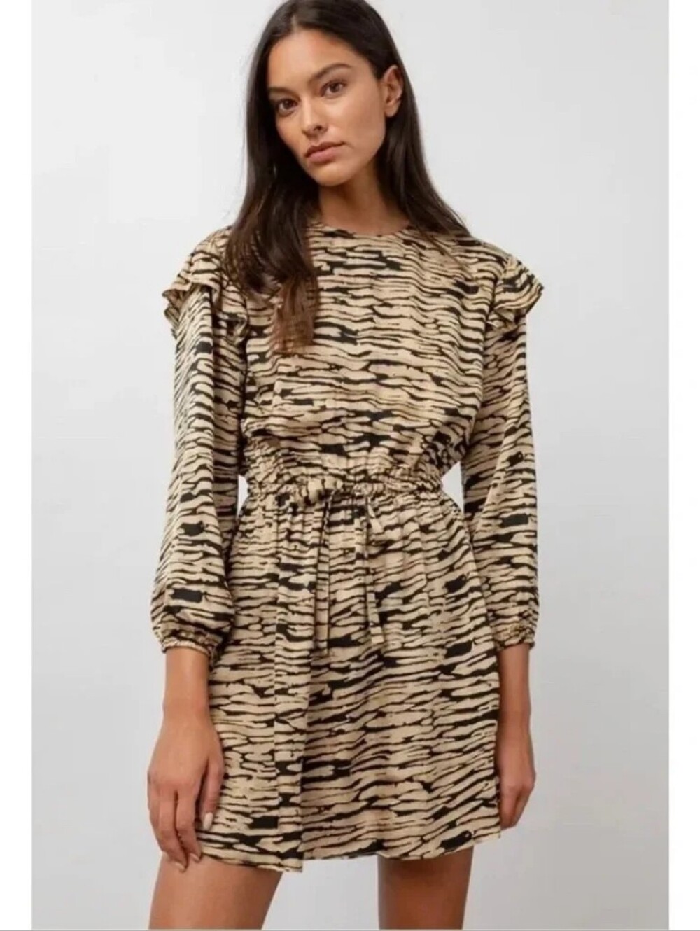 RAILS Ora Ruffle Long Sleeve Minidress In Canyon Size XS